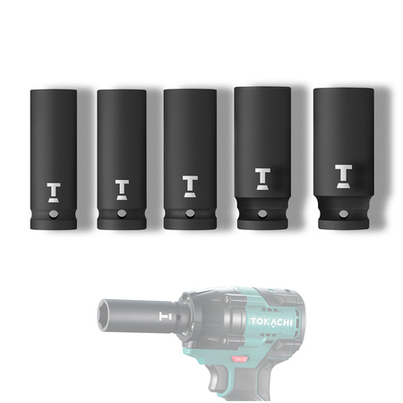 Zestaw 5 szt. nasadek udarowych długich Cr-Mo 1/2"