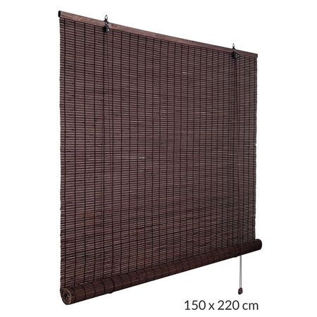 Roleta Bambusowa Półzaciemniająca 150x220cm Ciemny brąz